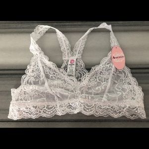 Anemone White Lace T Back Bralette